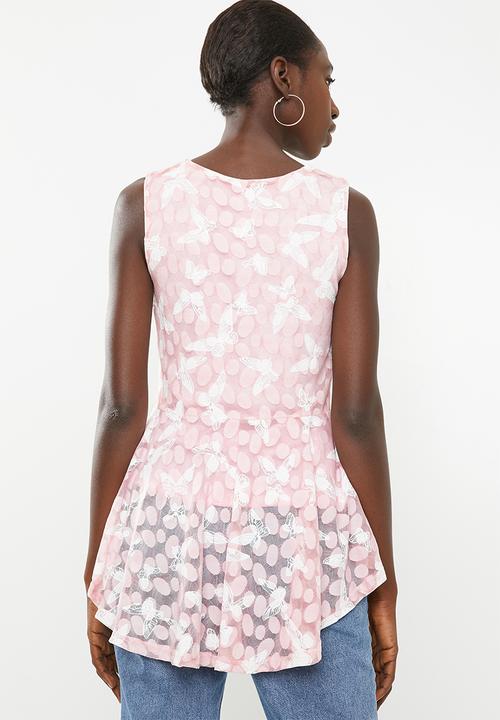 Revenge - Butterfly zip detail top - pink