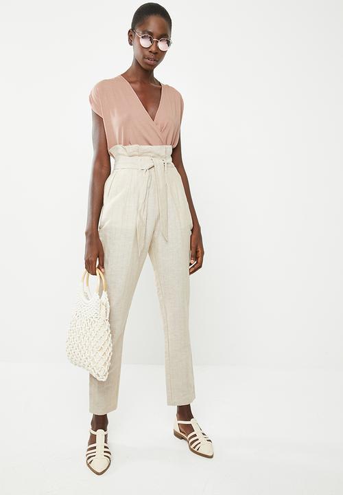 Superbalist - Ruched shoulder wrap back top - pink