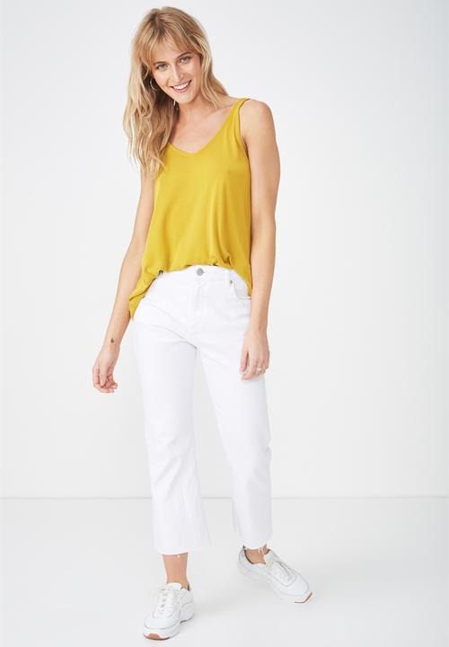 Cotton On - Tia scooped high low tank top - yellow