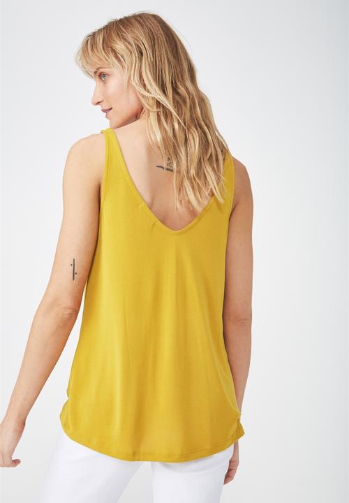 Cotton On - Tia scooped high low tank top - yellow
