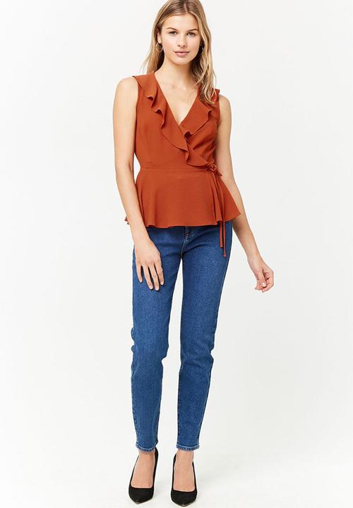 Forever21 - Frill wrap top - brown