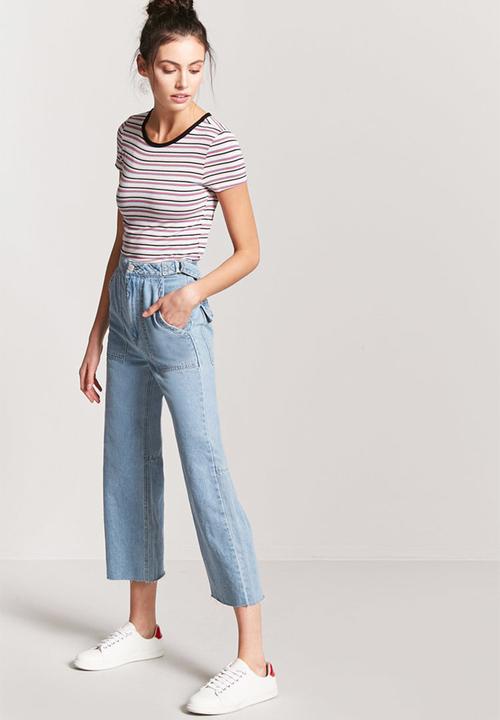 Forever21 - Stripey T-shirt - white