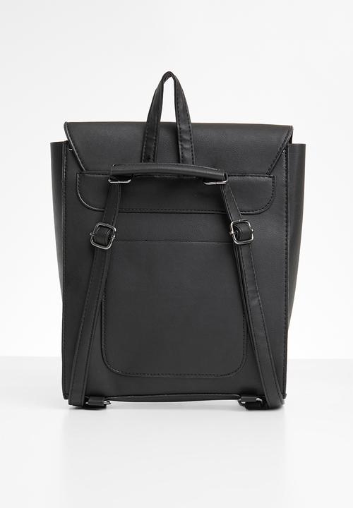 Superbalist - Ring detail faux leather backpack - black