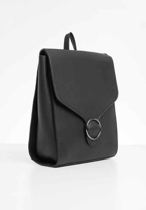 Superbalist - Ring detail faux leather backpack - black