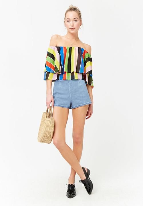 Forever21 - Off shoulder stripe top - black