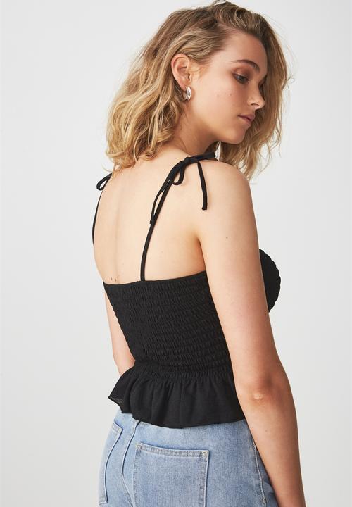 Cotton On - Hayley button through top - black