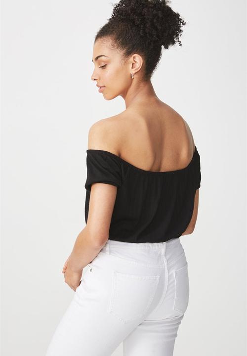 Cotton On - Sally off the shoulder top - black