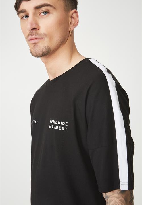 Cotton On - Drop shoulder longline tee - black