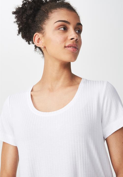Cotton On - Elisa scoop neck rib tee - white