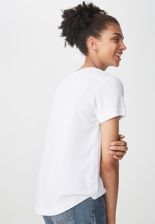 Cotton On - Elisa scoop neck rib tee - white