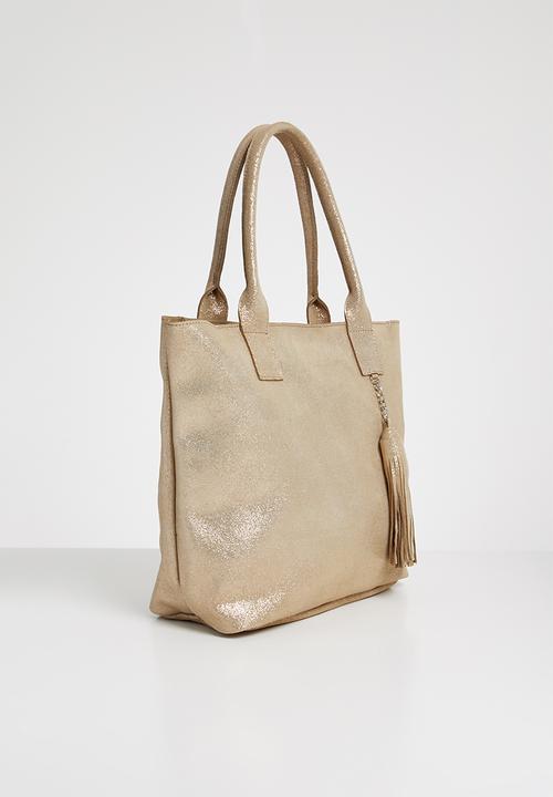 Julz - Leather vera tassel detail tote bag rose - gold