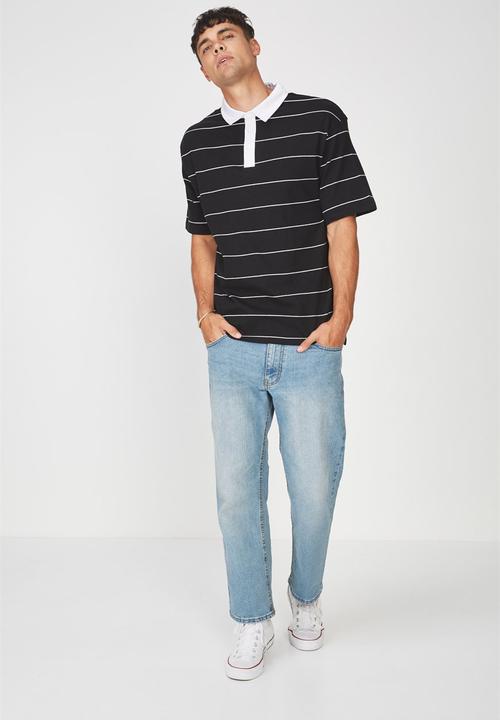 Cotton On - Oversized short sleeve polo - black