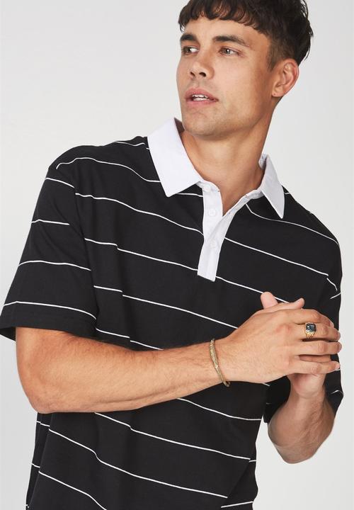 Cotton On - Oversized short sleeve polo - black