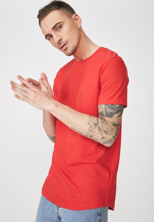 Cotton On - Essential longline curved hem tee - red