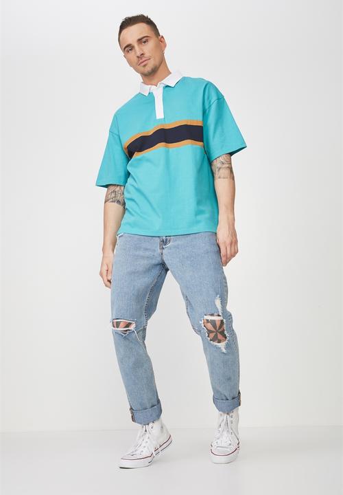 Cotton On - Oversized short sleeve polo -Turquoise
