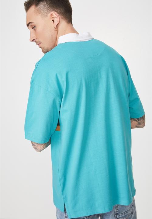 Cotton On - Oversized short sleeve polo -Turquoise