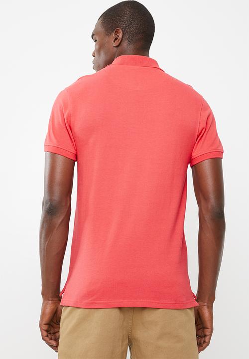 POLO - Custom fit short sleeve pique golfer T-shirt - coral 