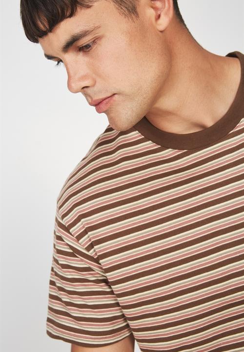 Cotton On - Dylan multi stripe tee-carafe - brown