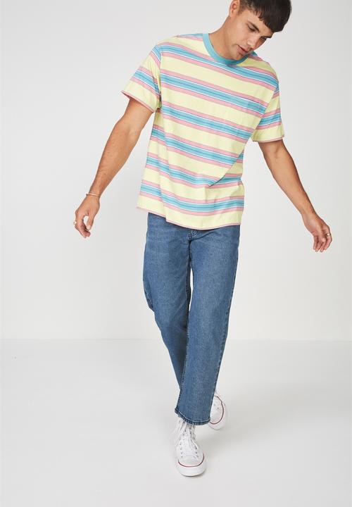 Cotton On - Dylan stripe tee - yellow & pink