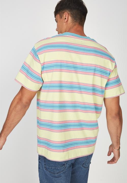 Cotton On - Dylan stripe tee - yellow & pink