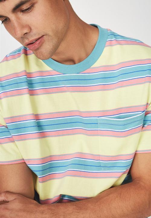 Cotton On - Dylan stripe tee - yellow & pink