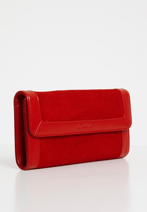 Anni King - Durby leather suede clutch bag - red