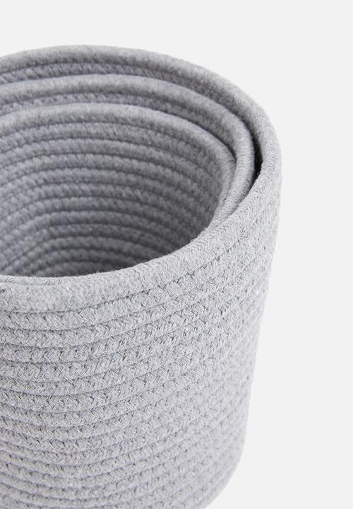 Sixth Floor - Cotton rope storage basket set of 3 - grey