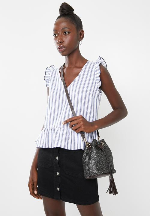 Superbalist - Straw drawstring bucket bag - black 