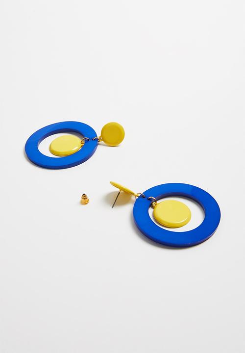 Superbalist - Donna circle earrings - yellow & blue