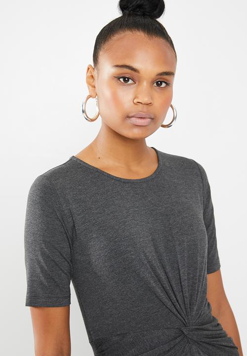 Superbalist - Knot front detail bodycon dress - grey