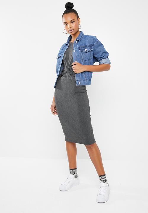 Superbalist - Knot front detail bodycon dress - grey