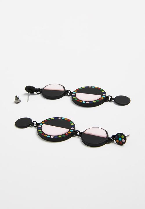 Superbalist - Blair disc statement earrings - black & pink 