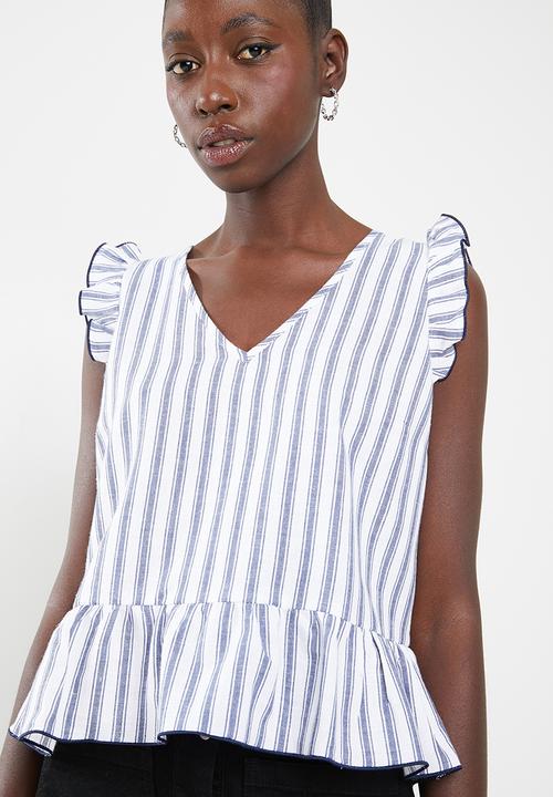 Superbalist - Poplin blouse - white & blue