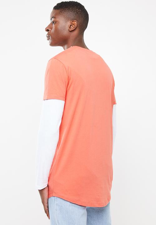 Superbalist - Printed curved hem tee - coral 