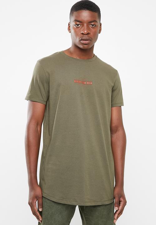 Superbalist - Printed curved hem tee - khaki green