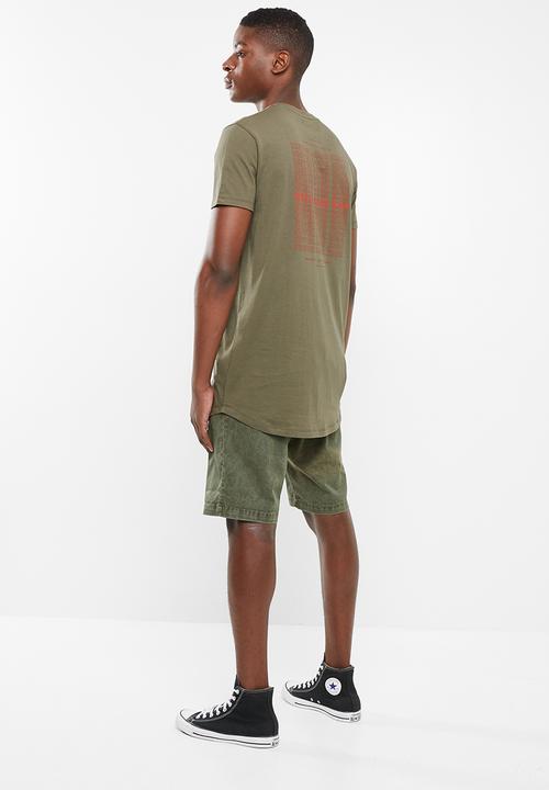 Superbalist - Printed curved hem tee - khaki green