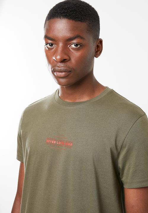 Superbalist - Printed curved hem tee - khaki green