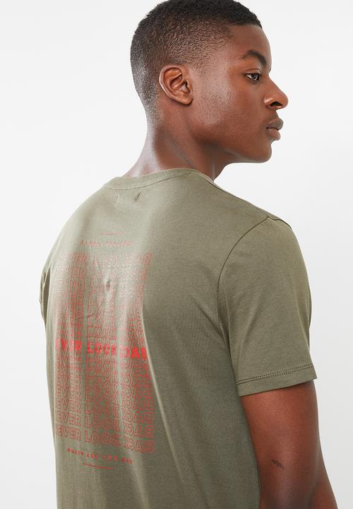 Superbalist - Printed curved hem tee - khaki green