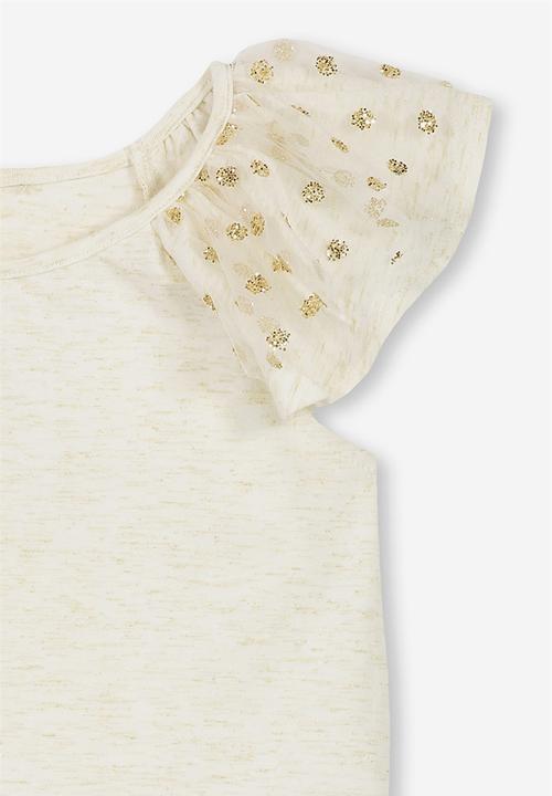 Cotton On - Lana short sleeve tee - cream & gold 