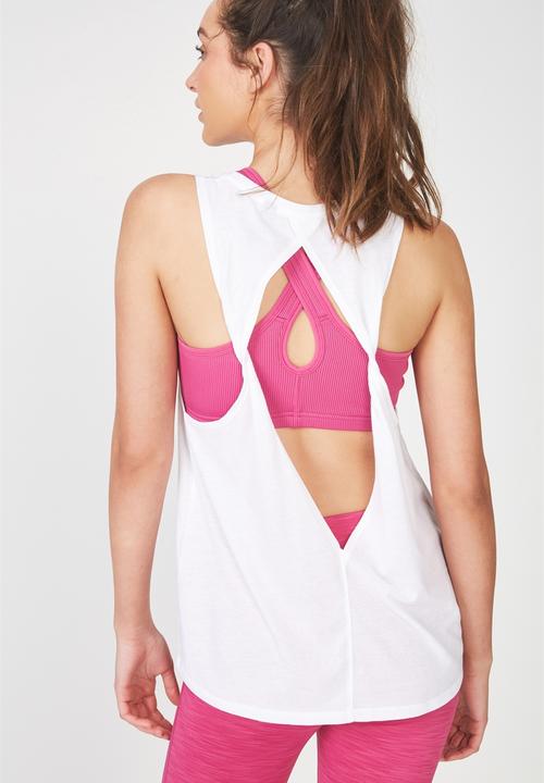 Cotton On - Double twist back tank top - white