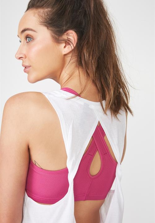 Cotton On - Double twist back tank top - white