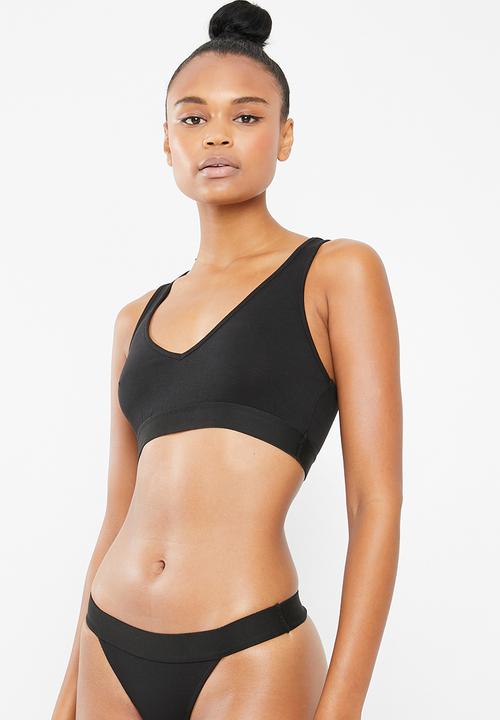 Superbalist - V-neck casual bra 2 pack - black & white 