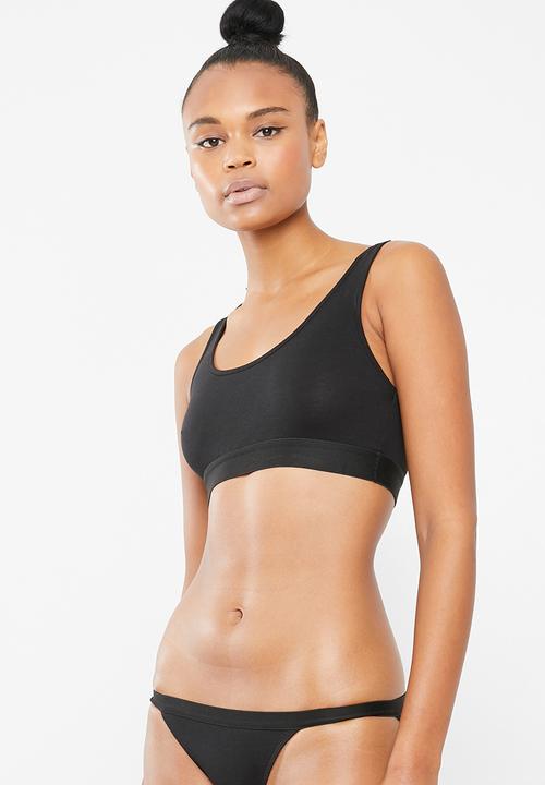 Superbalist - Scoop neck casual bra 2 pack - black & white