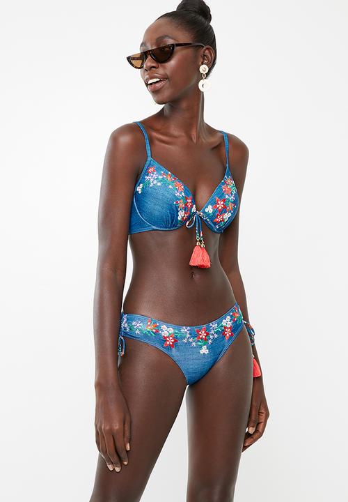 PIHA - Slim tie bikini top - blue