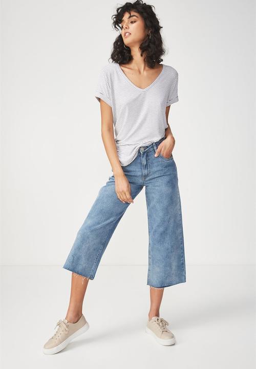 Cotton On - Karly short sleeve top - white & black