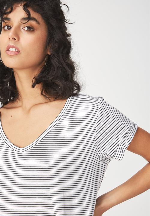 Cotton On - Karly short sleeve top - white & black