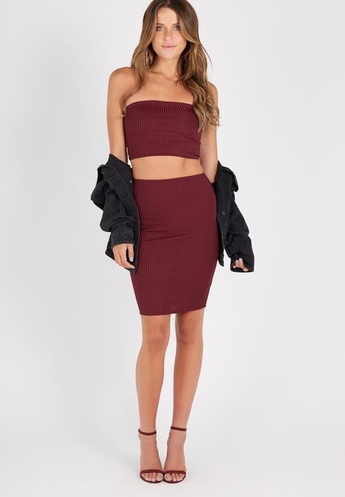 Supré  - Luxe rib tube skirt - burgundy