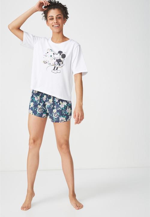 Cotton On - Boxy T-shirt Disney Mickey oh boy logo - white