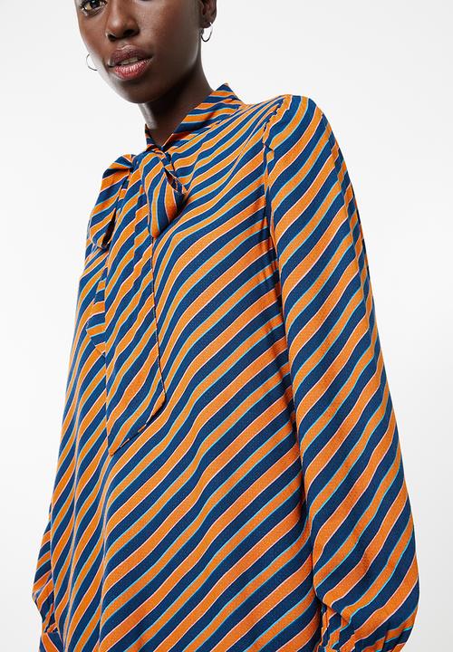 Vero Moda - Wrill long sleeve bow top - orange & navy 
