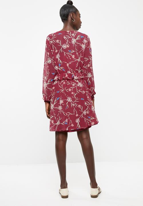 Vero Moda - Becca long sleeve short dress - red